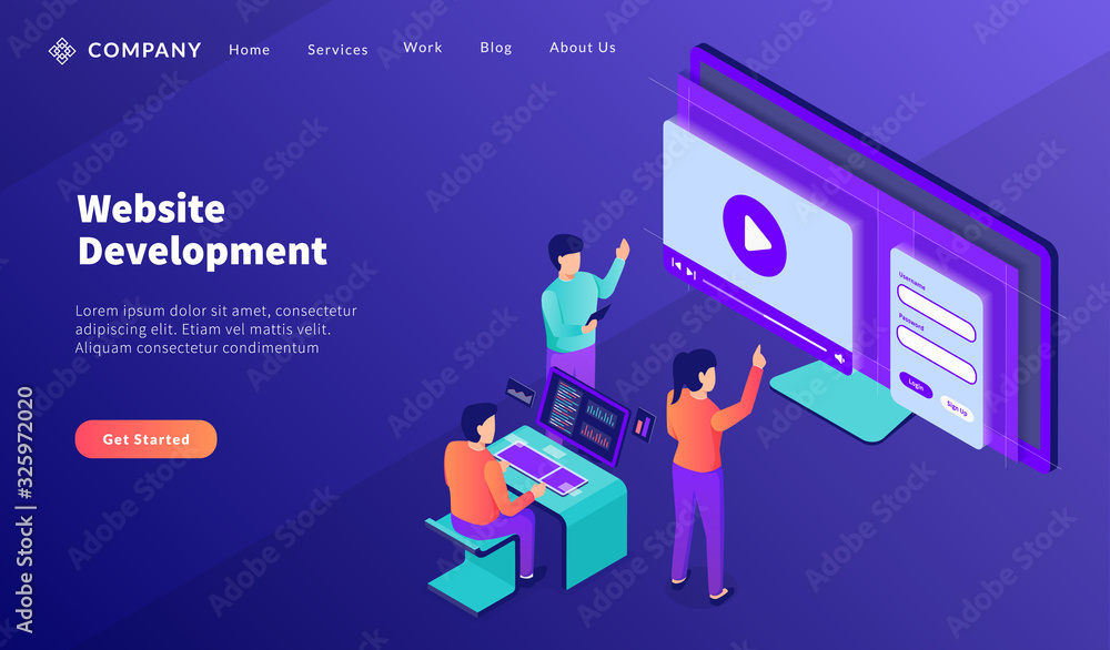 Poster team developer work for website development for website template or landing homepage