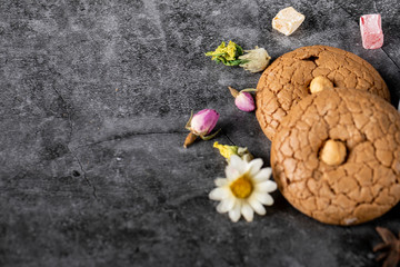 Cookies with nuts and flower aroma