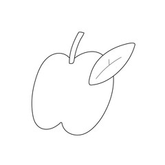 Apple doodle llustration, isolated vector drawing of cute apple with leaf, good as logo or icon