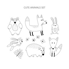 Set of cute forest animals