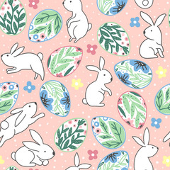 Easter seamless pattern design with bunnies