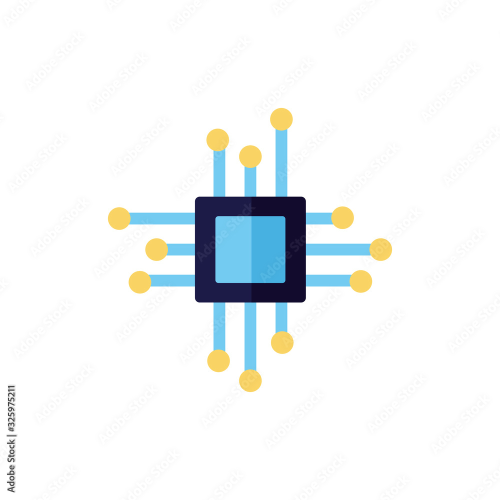 Poster computer processor chip flat style