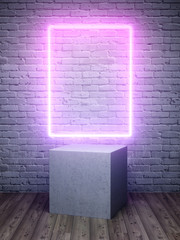 Frame of neon light and brick wall