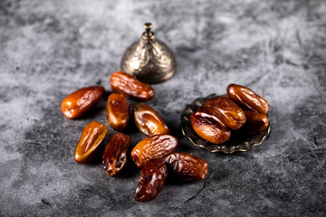 Arabic delight dates on a dark marble