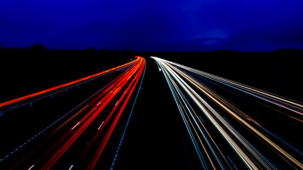 Fototapeta na wymiar Light Trails of motorway at night