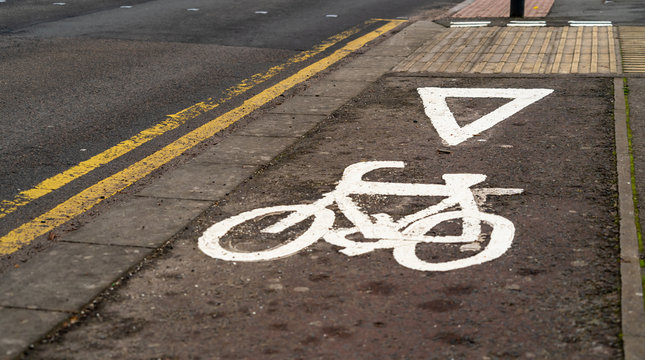 Bike Cycle Lane Give Way Sign And Icon