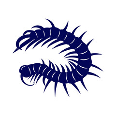 Centipede logo vector design template, Silhouette Centipede logo animal, Illustration