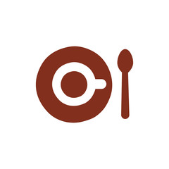 coffee cup drink with spoon silhouette style icon