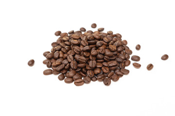 Coffee beans isolated on white background.