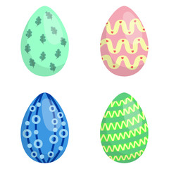 Vector set of easter eggs. Flat style illustrations isolated on white background.