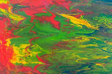Liquid painting abstract texture. Colorful combination of bright colors.