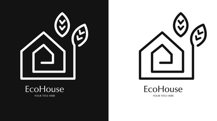 Set of eco home logos. Green house icons. The Green and Clean Movement