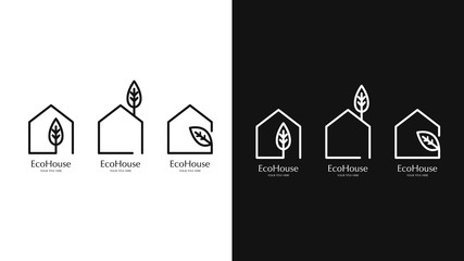 Set of eco home logos. Green house icons. The Green and Clean Movement