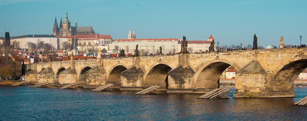 panorama of charles bridge in prague