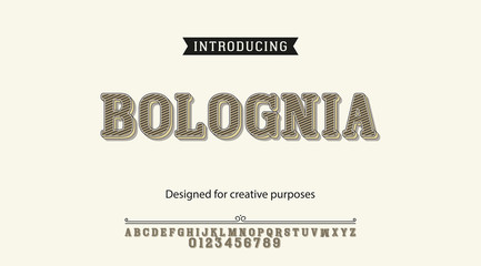 Bolognia typeface.For labels and different type designs