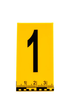 The crime scene marker is isolated on a white background. The concept of crime.