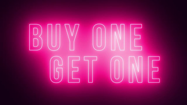 animated buy one get one writing with neon purple model
