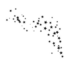 Fireworks star random source stream.  Falling Star. Stars on a white background.