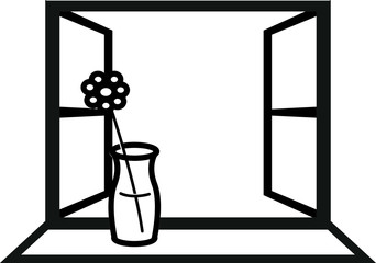 Naklejka premium open window vector icon