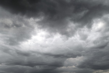Obraz premium Dark storm clouds before rain used for climate background. Clouds become dark gray before raining.