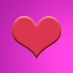 Beautiful red heart on pink background
