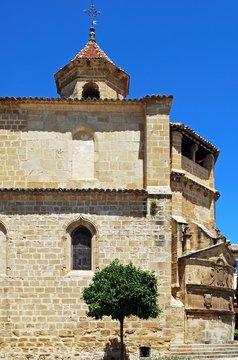 View of St Pauls Church in the First of May square, Ubeda, Spain.