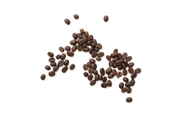 Coffee beans isolated on white background.