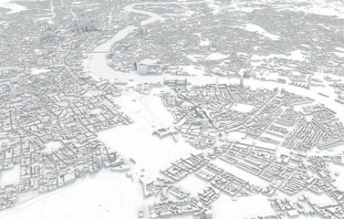 Fototapeta na wymiar London city map 3D Rendering. Aerial satellite view.