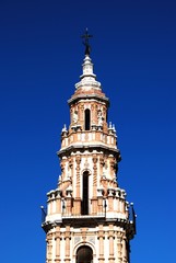 Fototapeta na wymiar Upper part of Victoria tower, Estepa, Spain.