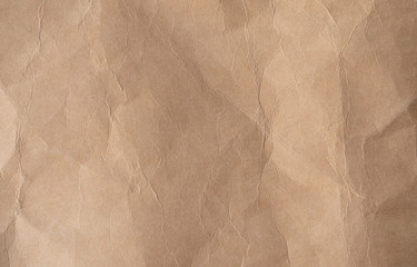 Brown crumpled paper texture background.