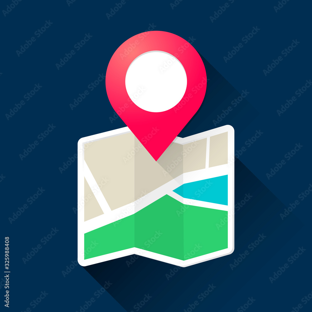 Poster vector illustration modern roadmap with pin pointer. location gps navigation systems. map icon.