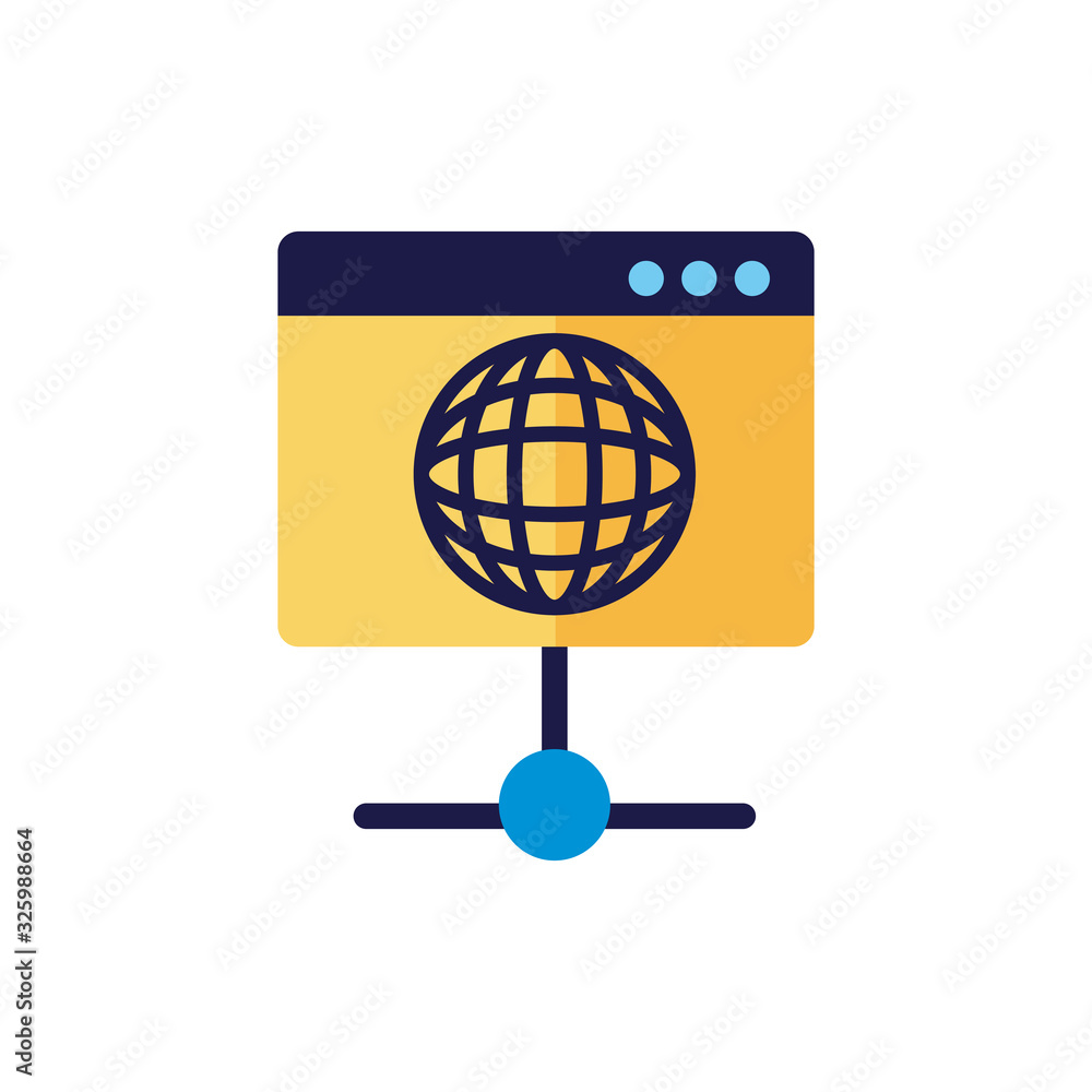 Poster webpage template with sphere browser flat style