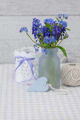 Fresh Blue Spring Still Life With Heart