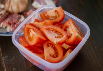 sliced tomatoes food vegetables tasty