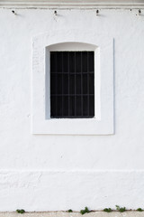 Obraz na płótnie Canvas black window on white wall of a house