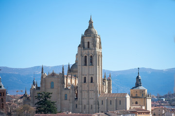 Fototapeta na wymiar Cathedral with mountains 