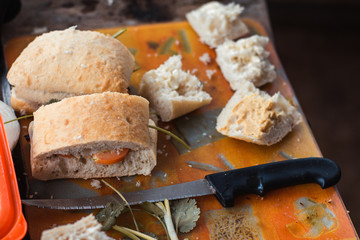 shashlik sandwich bread onion meat grill