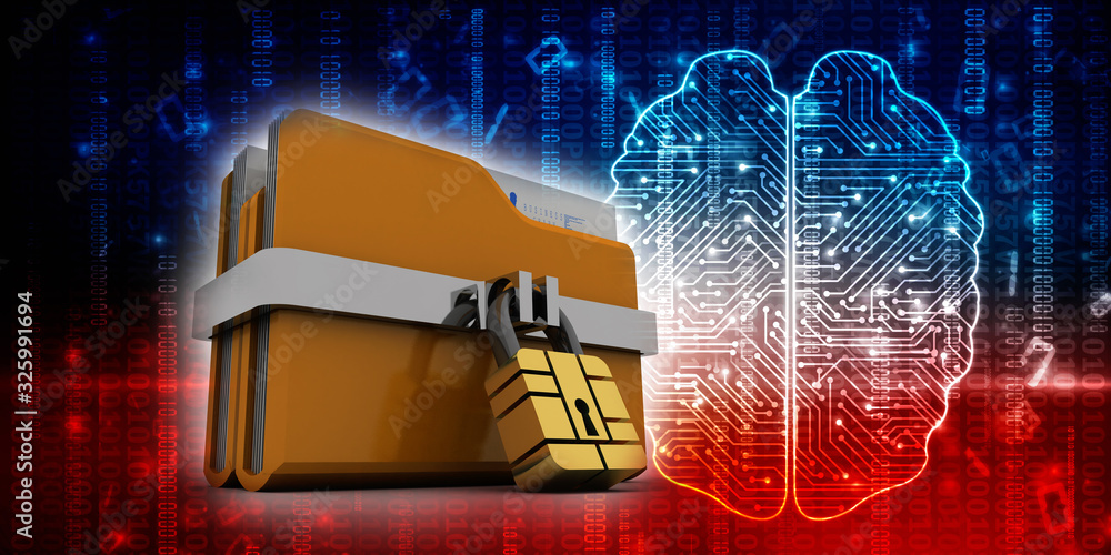 Aufkleber yellow folder and lock. data security concept. 3d rendering
