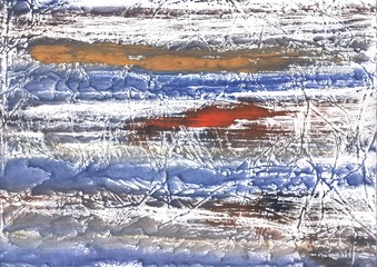 Blue brown marble. Abstract watercolor. Hand painting texture