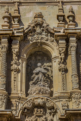 Gothic Basilica de Santa Maria - most important sacred buildings in Alicante old town. Basilica was built in Valencian Gothic style between XIV - XVI centuries over remains of mosque. Alicante Spain.