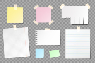 Set of blank paper sheets for notes.