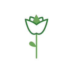 cute flower with leaf spring half color style icon