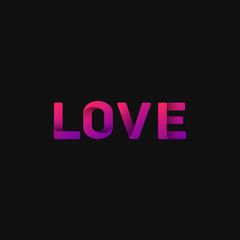 Folded paper word 'LOVE' with dark background, vector illustration