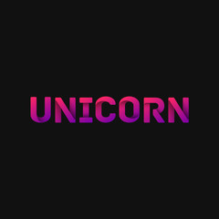 Folded paper word 'UNICORN' with dark background, vector illustration