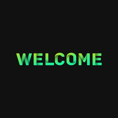 Folded paper word 'WELCOME' with dark background, vector illustration