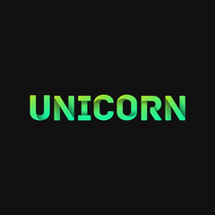 Folded paper word 'UNICORN' with dark background, vector illustration