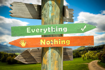 Street Sign Everything versus Nothing