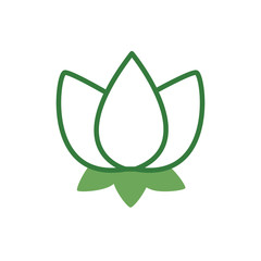 cute flower with leafs spring half color style icon