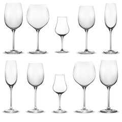 Set of empty wine glasses. Wine glass