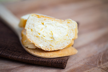 Garlic Bread on wood table.